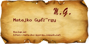 Matejko György névjegykártya